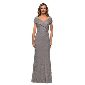 NWT La Femme Evening Gown in Platinum